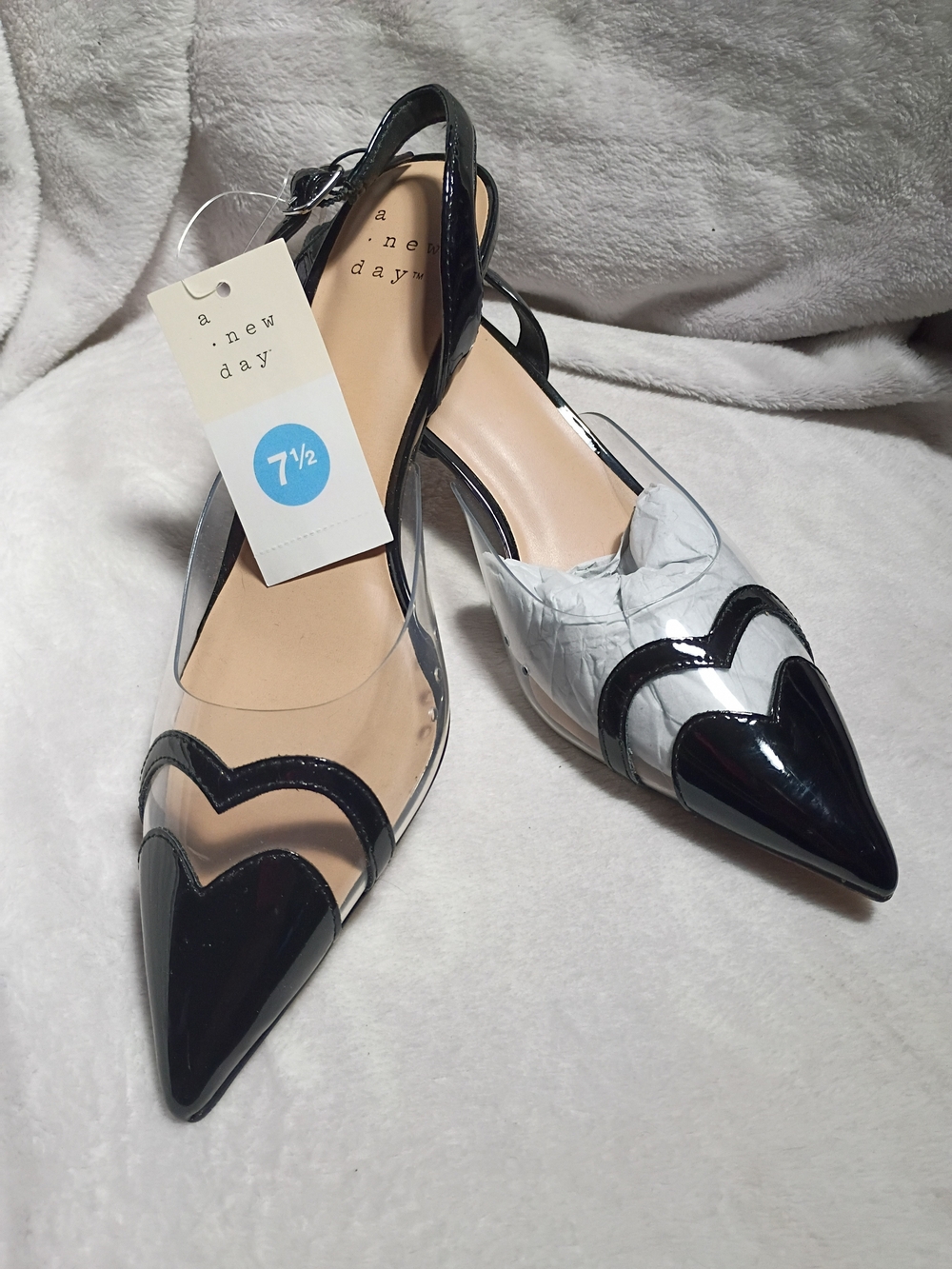 a new day Black Pointed Slingback Kitten Heels